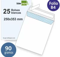 Pack 25 bolsas sobres 250x353 folio, din b4, 90 gr