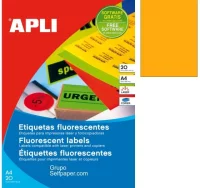 Etiquetas din a4 naranja fluorescente apli 02879