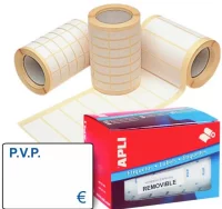 Etiquetas rollo pvp euro 16x22 blanco removible po