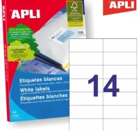 Etiquetas apli 1277 - 105x42.4mm, caja 100 hojas a