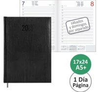 Agenda encuadernada 17x24, simil piel día página c