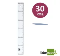 Regla de 30 cms plástico transparente liderpapel