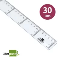 Regla de 30 cms plástico transparente liderpapel