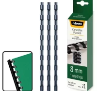 Canutillo plastico encuadernar 8 mm negro, 25 uds