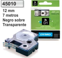 Cinta para rotuladora dymo 45010 d1 negro-transpar