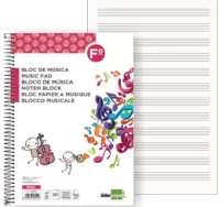 Block de música folio din a4+ con pentagramas