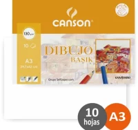 Papel para dibujo basik din a3 10 hojas 130 gramos