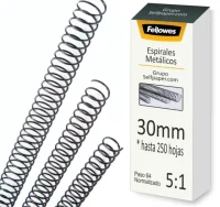 Espirales metalicas 30mm, hasta 250 hojas paso 64,