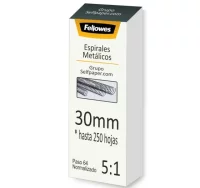 Espirales metalicas 30mm, hasta 250 hojas paso 64,