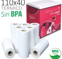 Rollos de papel térmico 110x40x12 - sin bpa - en e