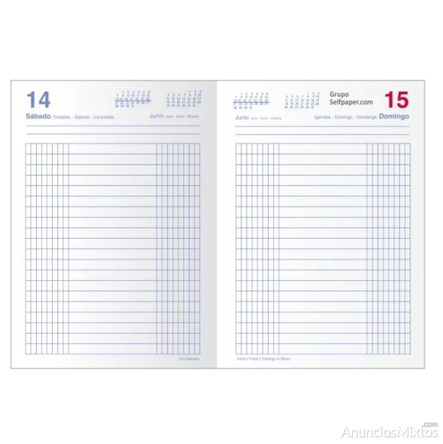 Dietario 2023 cuartilla - dia pagina - medio folio