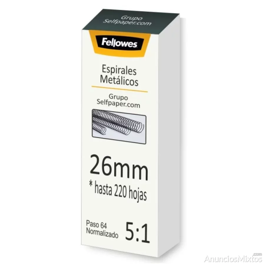 Espiral metalico 26 mm - hasta 220 hojas - paso 64