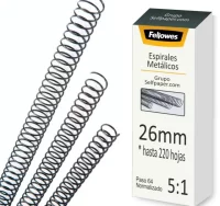 Espiral metalico 26 mm - hasta 220 hojas - paso 64