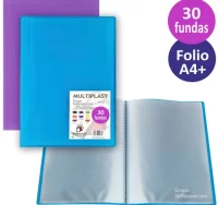 Carpeta 30 fundas multiplast folio, tapas color tr