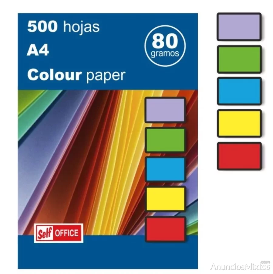 Papel din a4 colores vivos surtidos 500 hojas 80 g