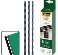 Canutillo encuadernar plástico 6 mm, 20 hojas, pte