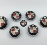 Emblema capot BMW rojo-plata carobono 82mm R.1722