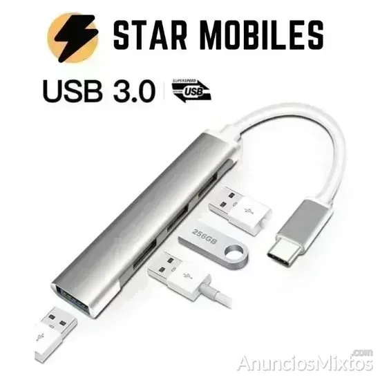 Hub Extensor Tipo C con 4 puertos USB 3.0 - 5 € - Nuevo - Madrid