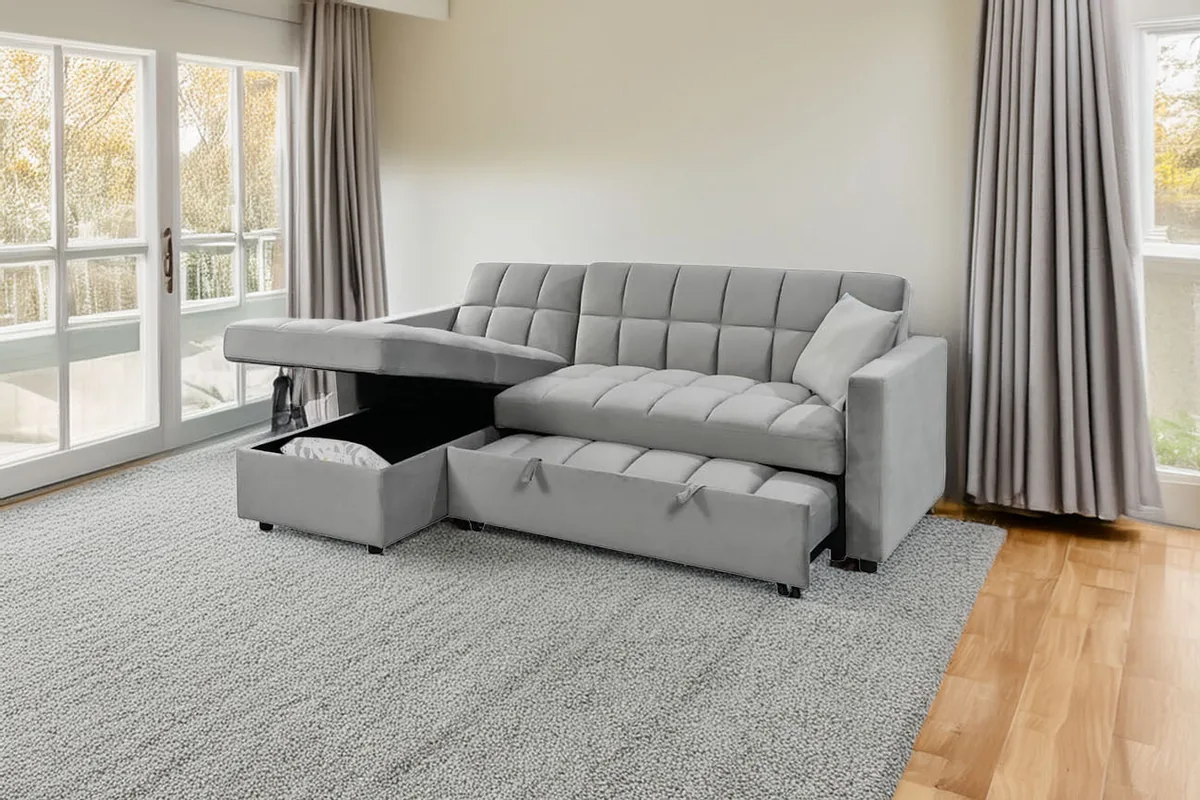 Sofá esquinero gris con chaise longue - 2100 € - gris, Como nuevo, Presotto, algodon, 4 plazas - Barcelona