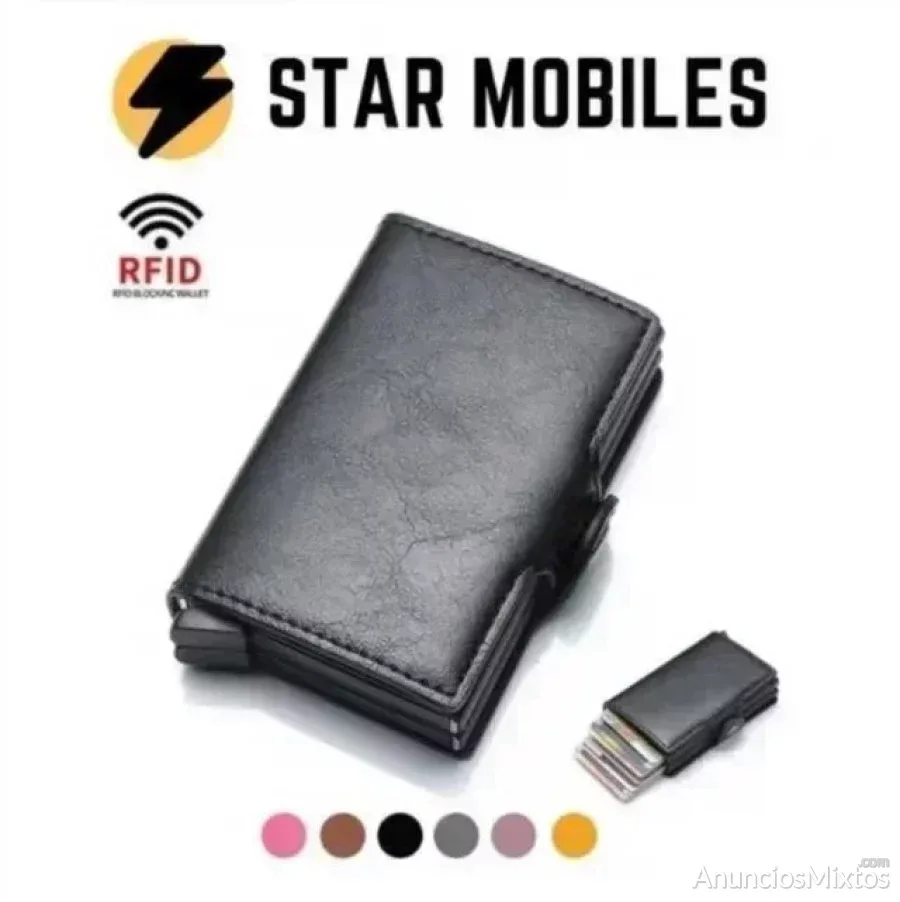 CARTERA ACERO TARJETERO DOBLE PU RFID CIERRE - 9 € - Nuevo - Madrid