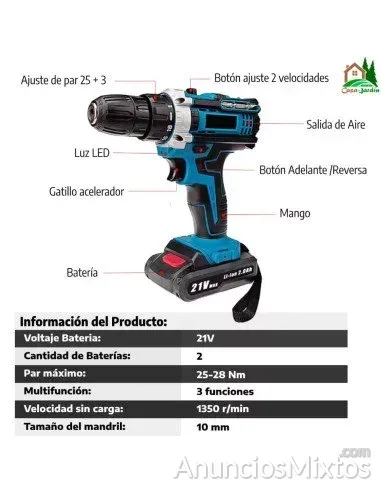 Taladro Atornillador a Batería 21V - 40 € - Nuevo - Madrid