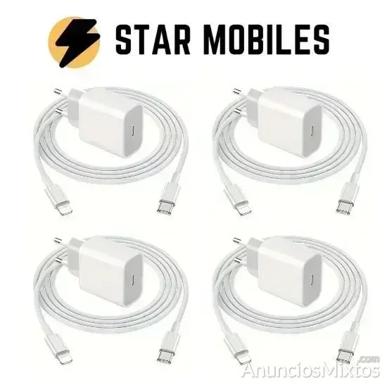 LOTE 4 CARGADORES TIPO C LIGHTNING CON CABLE 20W - 20 € - Nuevo - Madrid