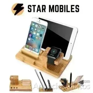 Base de madera bambú dock iPhone Apple Watch IPAD - 9 € - Nuevo - Madrid