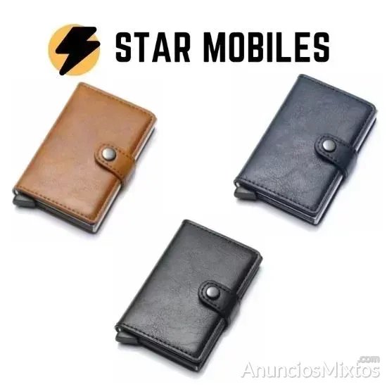 3 TARJETEROS CARTERA ACERO Y PU RFID CON CIERRE - 25 € - Nuevo - Madrid