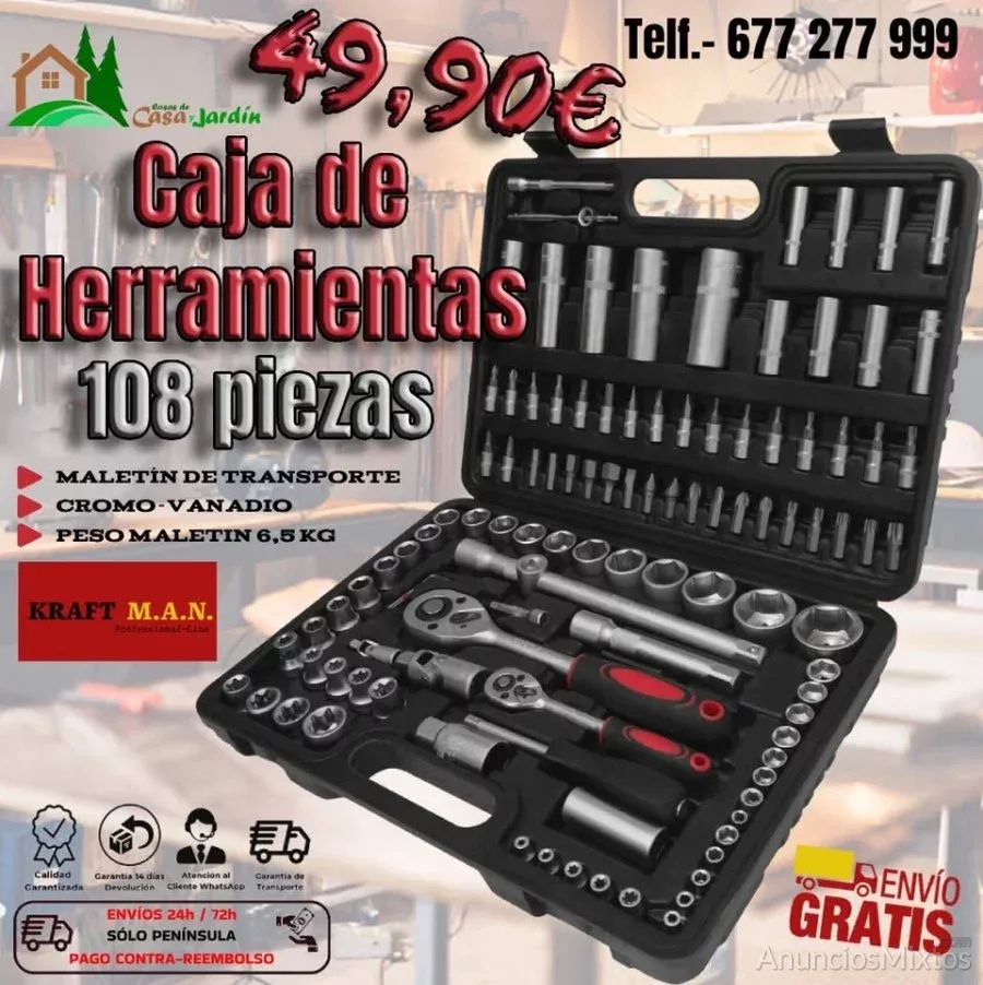 Caja de herramientas de 108 piezas Kraft M.A.N. - 49,99 € - Nuevo - Madrid