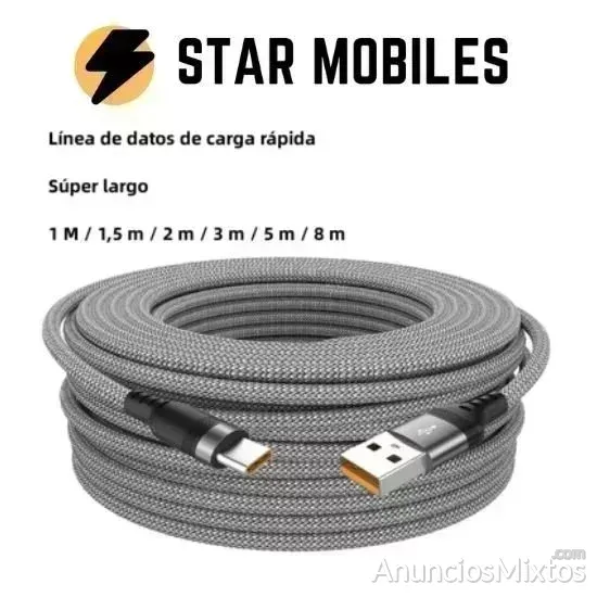 CABLE DATOS Y CARGA TRENZADO USB TIPO C 8 METROS - 8 € - Nuevo - Madrid CABLE DATOS Y CARGA TRENZADO USB TIPO C 8 METROS - 8 € - Nuevo - Madrid