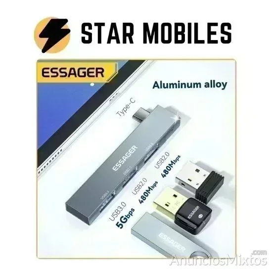 HUB ADAPTADOR BIFURCADOR 3 EN 1 USB C A USB 3.0 - 6 € - Nuevo - Madrid