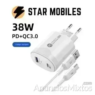 CARGADOR ANDROID CARGA RAPIDA 38W TIPO C - 6 € - Nuevo - Madrid