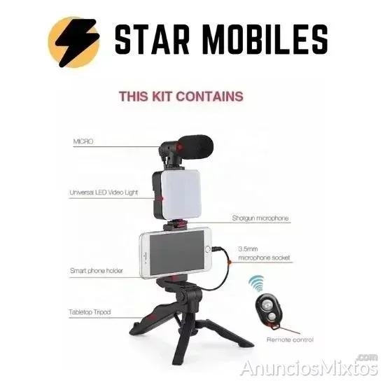 Kit de Vlogging tripode microfono flash led - 12 € - Nuevo - Madrid