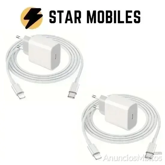 LOTE 2 CARGADORES TIPO C LIGHTNING CON CABLE 20W - 11 € - Nuevo - Madrid