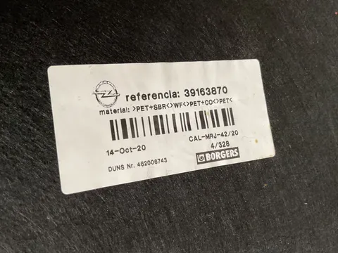 Alfombra maletero Opel Crossland 39163870 - 60 € - 39163870, 5 kg - Lleida